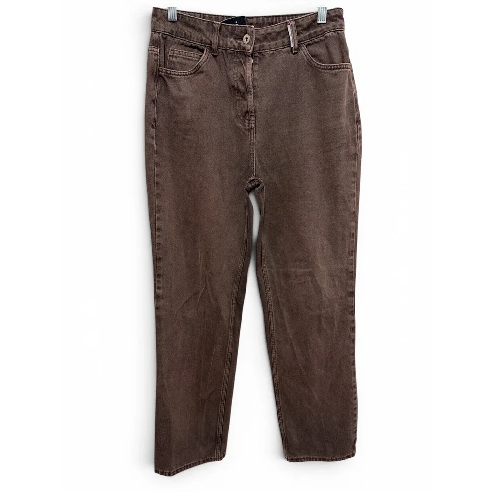 Collusion x005 Womens Brown Straight Leg High Rise Button Fly Jeans Size 30